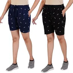 GUIDE Women Cotton Regular Fit Printed Shorts (Pack of 2)-picture-11
