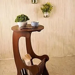 Raytrees Homes Engineered Wood End Table for Living Room | Wooden Sofa Side End Peg Table with Magazine Storage Stand for Home & Office | Center Coffee Table for Home | Side Table with Storage | Brown-picture-24