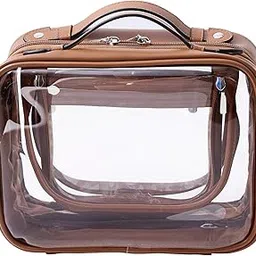 SANHECUN traveling toiletry Case large clear cosmetics case makeup bag, Brown, Medium, Cosmetics Case-picture-54