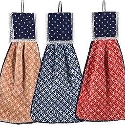 Kuber Industries 3 Pcs Microfiber Wash Basin Hand Towel with Hanging Loop | Soft Hanging Hand Towel for Kitchen and Bathroom | Wash Basin Napkins for Everyday Use | Circle - Red, Golden & Blue-picture-17