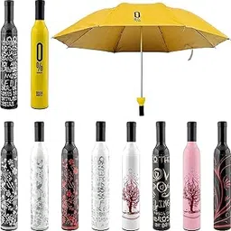 av 2790 Windproof Double Layer Umbrella with Bottle Cover Umbrella for UV Protection & Rain, Bottle Shape Mini Compact Foldable Umbrella with Plastic Case (Multicolor) image 1