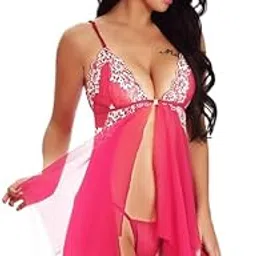 Gwachi Women Sexy Baby Doll | Night Dresses for Women's Dresses Knee Above Hot Night Dress | Honeymoon Babydoll Dress Women(Free Size, Pink)-picture-10