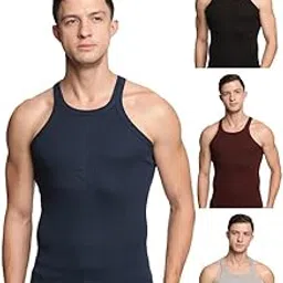 genx Men's Super Combed Cotton Gym Vest with Sports Style (Pack of 4) (Color May Vary)-picture-51