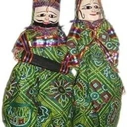 Traditional Handcrafted Rajasthani Wood Folk Puppets aka Kathputli aka Rajasthani Dolls Art, Handmade Puppet Pair for Home D�cor, Cultural Program and Events. (Puppet 13)-picture-30