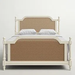 FURRNEEZY Camille Cane Bed with Footboard in Solid Mango Wood PU White Finish| Queen Size (60X78) Without Storage| |Available in King Size (72x78)| Customaization Available-picture-20