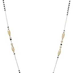 Stylish Gold-Plated Mangalsutra Necklace with AD Stone Studded Modern Pendant, Ethnic Traditional Black Beaded Contemporary Fashion Tanmani Chain Jewellery Gift for Women and Brides-59-image-95