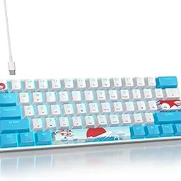 surmen 60% Wired Mechanical Gaming Keyboard, Backlit Ultra-Compact Mini Office Keyboard with Red Switch for PC/Mac Gamer, Typist (61 Blue White)-picture-19
