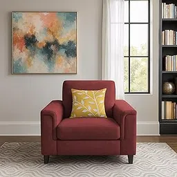 Casaliving Nancy Single Seater Sofa Set for Living Room | Color - Maroon-picture-16