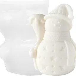 BRIGHTAIL INFRA Christmas Snowman Candle Silicone Molds Resin Casting Mould for DIY Candle Making Polymer Clay Craft Plaster Silicon Candle Wax Molds Resin Molds Soap Molds Diy Fancy Candle Mold Aromatherapy Candles Soy Wax Candles(BI-X9)-picture-24