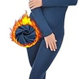 qualidyne Women’s Thermal Underwear Ultra-Soft Base Layer Long Johns Set Winter Sports Top and Bottom Suits Navy Blue image 1
