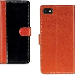 Pinaaki Enterprises Gionee F205 Case | Premium Leather Finish | with Card Pockets | Wallet Stand |Complete Protection Cover for Gionee F205 - Camel and Black-picture-32