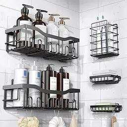 CIPLA PLAST Adhesive Shower Caddy, 5 Pack Rustproof Steel Bath Organizers with Large Capacity, No Drilling Shelves for Bathroom Storage & Home Decor-picture-33