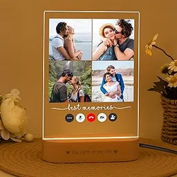 Personalized Love-Themed Couple Photo LED Lamp | Customized Acrylic with Multiple Pictures | Precious Gift for Wife, Wedding Anniversary & Valentine | Elegant Warm Light Home Décor (6x8 Inch)-image-13