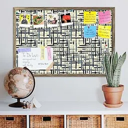 ArtzFolio Hand Drawn Crossed Lines | Bulletin Board Notice Pin Board | Vision Soft Board Combo with Thumb Push Pins & Sticky Notes | Antique Golden Frame | 18 x 12 inch (46 x 30 cms)-image-19