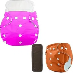 Sparkle Joy Reusable Baby Cotton Cloth 2 Diapers For 0 to 3 Years With 2 White and 1 Black Insert Pads Leak and Proof Washable Diapers For New Born Babies Adjustable Pocket Cloth Diaper Nappies - Pack of 5 (Multicolor 66)-picture-28