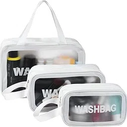 Baoer Travel Makeup Pouch Set Toiletries Bag Cosmetic Organizer Bag for Women and Girls Toiletry Storage Kit Set of 3 (White)-picture-18