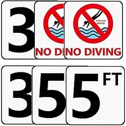 Swimming Pool Depth Marking Stickers Self Adhesive No Diving 4 Pack No Diving Safety Stickers 6" with 4" Lettering Vinyl Depth Markers Pool Warning Stickers-picture-22