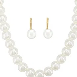 priviu Studio Faux Pearl Beaded Chunky Choker Necklace With Drop Earrings For Women | White Moti Mala With Matching Earrings For Women & Girls | Birthday Gift For Girls & Women-picture-31