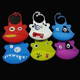 SNAPPSY Cute Baby Silicone Bib Waterproof Easy Clean Up Crumb Catcher Fushcia Cow Pattern-image-79
