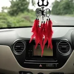 Acrylic DecorativeTrishudel Car Hanging Ornament Dream Catchers for Car,Home,Window&Garn for Positive Vibes Mirror Decor Good Luck Hand Made Gift,Wind Chimes, Room Feather ( DC -14 )-image-11