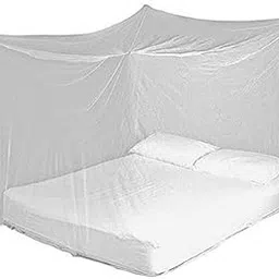 SAMS Creation Nylon HDPE Soft Hanging Mosquito Net (White, 7FT*7FT)-image-1