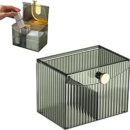 KREPS® Cosmetic And Makeup Organizer Box, Cotton Swabs Storage with Lid,Makeup Pad Holder, Bathroom Canister Multipurpose Box Divided for Face Brush Pens. (Green) (GREEN 2)-picture-16