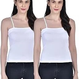 aimly Women Cotton Square Neck Extra Transparent Removable Strap Spaghetti Camisole Combo Pack of 2-picture-52