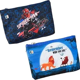 kuber industries Pack of 2 Pencil Pouch | Square Stationary Pouch | Pen-Pencil Box for Kids | Pencil Utility Bag | Zipper Pencil Organizer | School Geometry Pouch | Navy Blue & Blue-picture-43