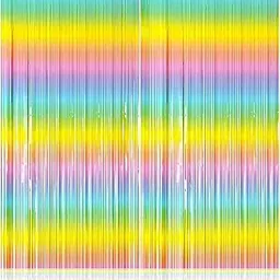 Party Propz Fringe Foil Curtains for Birthday Decorations - 2Pcs Multicolour Pack Backdrop for Decoration, Rainbow Curtains, Background for Happy Bday s s Kids, Unicorn Theme Party,Baby Shower-picture-39