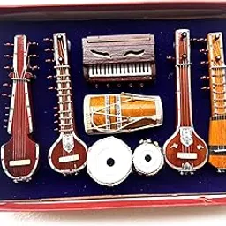 TANTU Miniature Musical Instruments Set, Traditional Indian Instruments, 32 x 24 cm Decorative Display Box, 7 Pieces-image-12