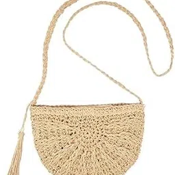 Women Straw Wicker Rattan Handmade Woven Half Moon Small Crochet Beach Tote Crossbody Shoulder Sling Clutch Bag | Ladies Purses & Handbags-picture-44