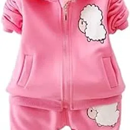 bold n elegant Unisex Child Jogging Suit Warm Velvet Fleece Zipper Sweatshirt Hoodie Tshirt and Jogger Pant Winter Clothing Set image 1