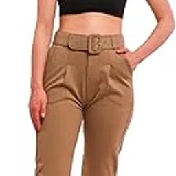 high buy with device of hb HIGH Buy Formal Pants Trouser with Belt for Women and Girls - Trendy Office & College Wear | Sizes 26 to 34 | Cotton Blend-picture-11