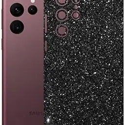 AtOdds - Compatible for Samsung Galaxy S22 Ultra Mobile Back Skin Film Wrap with Camera Protector (Coverage - Back+Camera+Sides) (Black Glitter)-picture-32