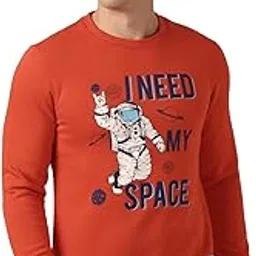 Men's Blend Cotton Orange Print Round Crew Neck Sweatshirt-image-19