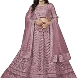 zaalima fashion with z logo ZAALIMA FASHION Women's Net Embroidered Semi Stitched Lehenga Choli Dupatta set with unstiched blouse piece and Flare Lehenga choli-picture-15