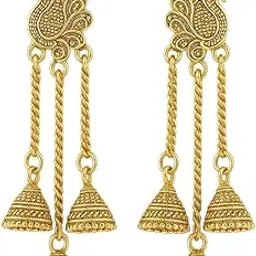Antique Gold Peacock Jhumka Earrings for Women | Brass, Lightweight & Hypoallergenic | Wedding & Festival Jewelry-picture-49