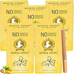 ROYAL SWAG Natural Herbal Cigarettes Ginger Flavour(50 Sticks) 100% Tobacco-Free and Nicotine-Free Ayurvedic Herbs Clove, Tulsi, and More | Free From Additives and Chemicals-image-79