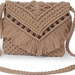 mms handicrafts Macrame Crossbody Bag with Wooden Beads, Handwoven Cotton Rope, Boho Style-picture-28