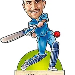 Caricature Personalized Gifts for Cricket Lover with bat (Wooden 8 inch x 5 inch) CA0318-picture-24