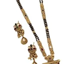 skiloriz Premium Qaulity High Gold Plated Brass Mangalsutra with Eaaring Jewellry for Married Women|Ideal for Daily Use & Gifting.-picture-39