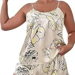 for you for me Women's Satin Sleepwear Set – Tie-Dye Print Camisole with Adjustable Straps and Matching Shorts-picture-26