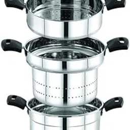 Praylady Triply Base Multi Purpose Cookpot 22 cm | 4.0 L | Triply SS | Glass Lid | Steamer & Strainer | W/O Idli Plates | Dhokla | Momos | Pasta | Biryani | Heat-Resist Handles | Induction & Gas-picture-20