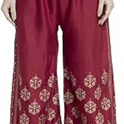Meyara Printed Palazzo Pants for Women - Relaxed Fit Viscose Rayon Trousers with Wide Leg Design, Elastic Closure, Perfect for Casual & Festive Occasions-picture-17