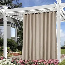 Fcosie Outdoor Linen Curtains for Patio Waterproof, 52" W x 84" L, Rustproof Grommet Top Curtains for Gazebo/Pavilion/Porch/Yard/Cabin, Privacy Drapery Panels Sun Blocking Drapes (Taupe, 1 Panel)-image-27