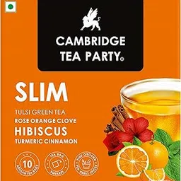 Cambridge Tea Party Slim, Hibiscus Clove Orange Rose Turmeric Cinnamon Tulsi Green Tea, 10 Tea Bags (immunity booster with natural vitamins, cleanse, cold relief, weight loss, slim, skin glow)-picture-26