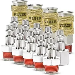 Couplers High Flow 3/8" NPT M (2) & F (2), Quick Connect Studs 3/8" M (5) & F (5), with ViAIr Logo-picture-18