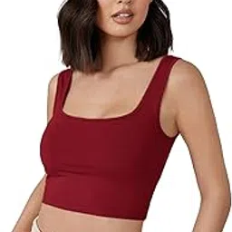 istyle can Women's & Girls' Solid Ribbed Square Neck Slim Fit Crop Tank Tops | Solid, Square Neck, Sleeveless, Crop Top, Gym Top | Top for Women-picture-29