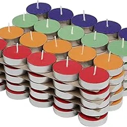 SKYTRENDS Colored Wax Tealight Candles (Set of 100, Unscented)-picture-48