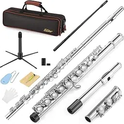 Eastar EFL-1 Closed Hole C Flutes 16 Key Nickel Beginner Student Flute -Musical Instrument with Carrying Case Stand Gloves Cleaning Rod and Cloth-picture-40